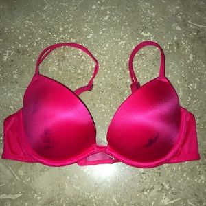 PINK Victoria’s Secret push up plunge bra Hot Pink 34 B